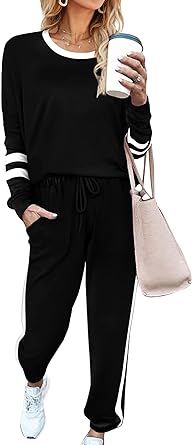 Aloodor Sweatsuit for Women 2 Piece Outfits for Womens Crewneck Sweatshirts Pullover